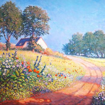 Painting titled "La maison sur la co…" by Jm Guenard, Original Artwork, Oil