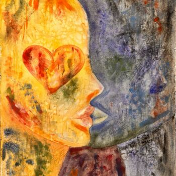 Painting titled "Love is in your fea…" by Janet Signorini, Original Artwork, Watercolor