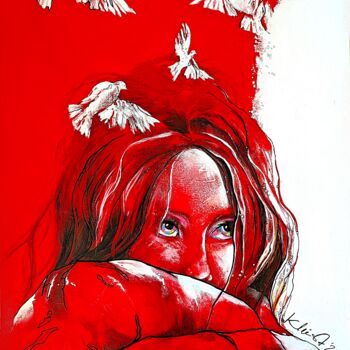 Peinture intitulée "ICH WÜNSCHE MIR...." par Ute Kleist, Œuvre d'art originale, Acrylique