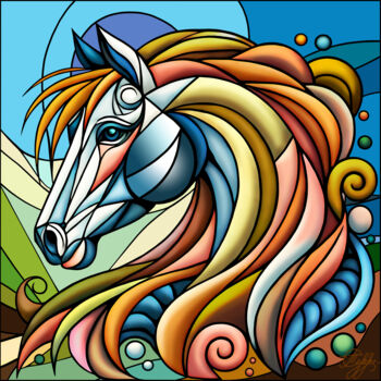 Цифровое искусство под названием "Horse" - Sergei Tiurenkov, Подлинное произведение искусства, 2D Цифровая Работа Установлен…