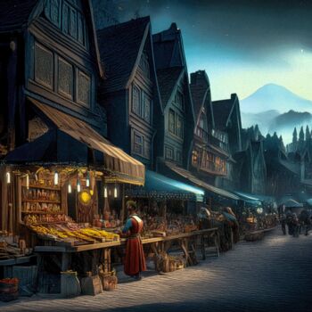 Digital Arts titled "HANSEATIC BERGEN" by Morten Klementsen, Original Artwork, AI generated image