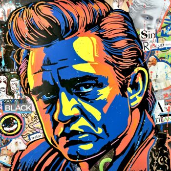 Peinture intitulée "Johnny Cash" par Denis Mikhaylov, Œuvre d'art originale, Acrylique