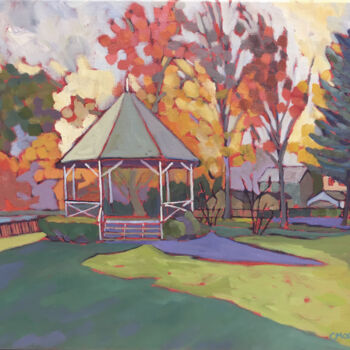 Painting titled "Autumn Serenade" by Catherine J. Martzloff, Original Artwork, Oil Mounted on Wood Stretcher frame