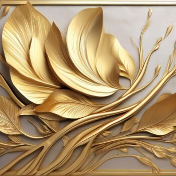 数字艺术 标题为“Stunning Gold Leaf…” 由Jacek Dudziński, 原创艺术品, AI生成的图像