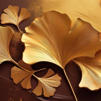Digital Arts titled "Stunning Gold Leaf…" by Jacek Dudziński, Original Artwork, AI generated image