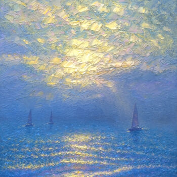 Painting titled "Seascape 33" by Dmitry Oleyn, Original Artwork, Oil Mounted on Wood Stretcher frame