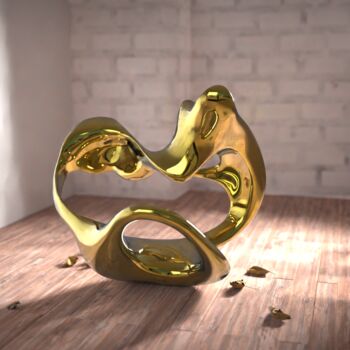 Sculpture titled "Ebb and Flow#8（Medi…" by Daniel Kei Wo, Original Artwork, Stainless Steel