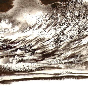 Tekening getiteld "Vague" door Dominique Leblanc, Origineel Kunstwerk, Inkt