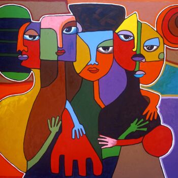 Painting titled "Chords Of Connection" by Omonu Salisu, Original Artwork, Acrylic