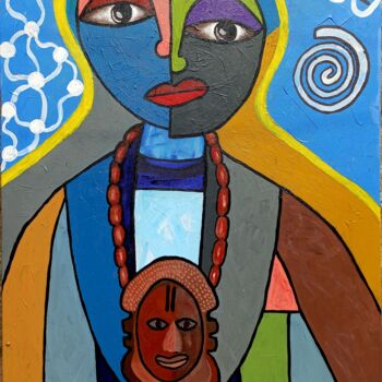 Painting titled "Guardians of Legacy…" by Omonu Salisu, Original Artwork, Acrylic