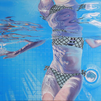 绘画 标题为“Calypso en dessous” 由Isabelle Hermida, 原创艺术品, 丙烯 安装在木质担架架上