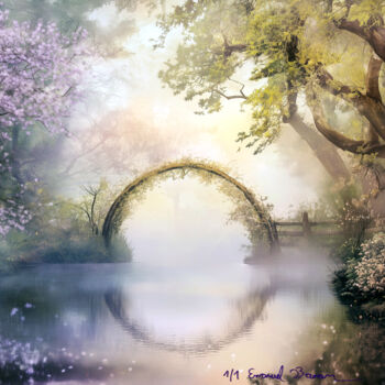 「Mystic Bloom Bridge」というタイトルのデジタルアーツ Emanuel Baumannによって, オリジナルのアートワーク, 2Dデジタルワーク