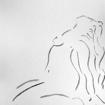 Drawing titled "Mouvement féminin" by Roberto Urbano, Original Artwork, Charcoal