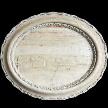 Peinture intitulée "Sinopia di un paesa…" par Mauro Fornari, Œuvre d'art originale, Crayon Monté sur Panneau de bois