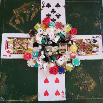 Collages intitulée "Gambling" par Delphine Sagot, Œuvre d'art originale, Collages Monté sur Châssis en bois