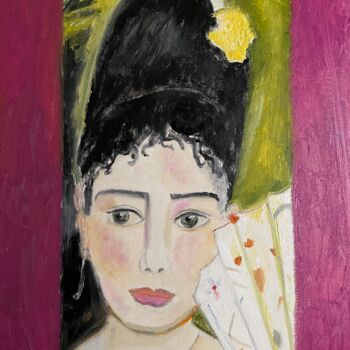 Peinture intitulée ""Lilas et son évent…" par Claire Marie Gay, Œuvre d'art originale, Huile Monté sur Panneau de bois
