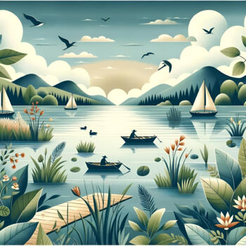 Digital Arts titled "Still Waters: A Dec…" by Alberto Capitani, Original Artwork, AI generated image