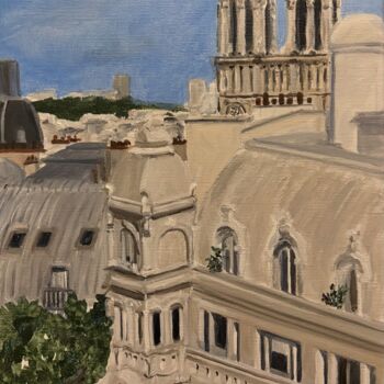 Peinture intitulée "Notre Dame de Paris" par Marie France Garrigues, Œuvre d'art originale, Huile