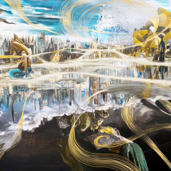 Digitale Kunst getiteld "Golden Waves of a F…" door Emanuel Baumann, Origineel Kunstwerk, 2D Digital Work
