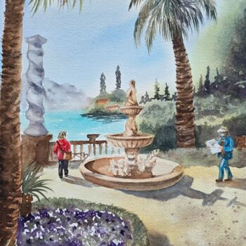 Peinture intitulée "Tourists" par Nataliya Gulina, Œuvre d'art originale, Aquarelle