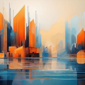 Digital Arts με τίτλο "uildings Floating o…" από Jacek Dudziński, Αυθεντικά έργα τέχνης, Εικόνα που δημιουργήθηκε με AI