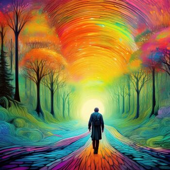 Schilderij getiteld "Mystical Forest Pat…" door Jacek Dudziński, Origineel Kunstwerk, AI gegenereerde afbeelding