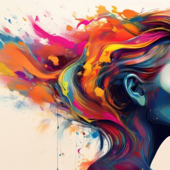 Painting titled "Vibrant Artistic Po…" by Jacek Dudziński, Original Artwork, AI generated image