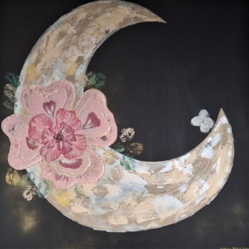Peinture intitulée "Lunéfleur" par Nathalie Mitifiot Zeiger, Œuvre d'art originale, Acrylique Monté sur Châssis en bois