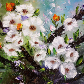 Malerei mit dem Titel "Blooming Orchard" von Lilith Tonakanyan, Original-Kunstwerk, Öl Auf Keilrahmen aus Holz montiert