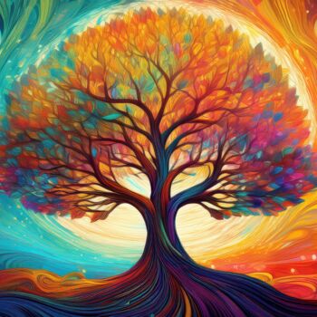 Картина под названием "Tree  Showcasing a…" - Jacek Dudziński, Подлинное произведение искусства, Изображение, сгенерированно…