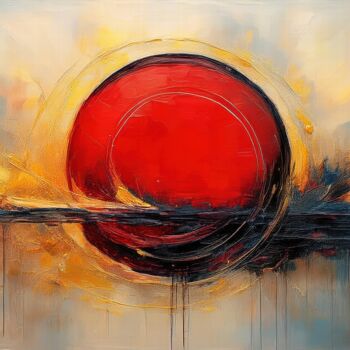 Peinture intitulée "Prominent Red Circl…" par Jacek Dudziński, Œuvre d'art originale, Image générée par l'IA