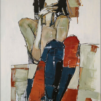 「Without emotion」というタイトルの絵画 Alexander Aksyonovによって, オリジナルのアートワーク, アクリル ウッドストレッチャーフレームにマウント
