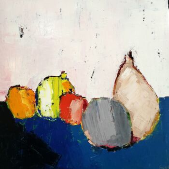 Peinture intitulée "Fruits." par Jean-Luc Saint-Martin, Œuvre d'art originale, Huile Monté sur Châssis en bois