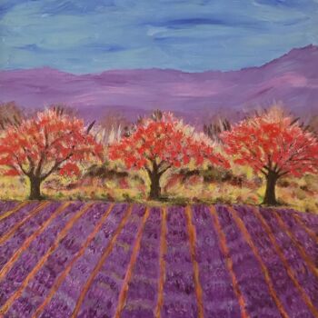 Peinture intitulée "Champs de Lavande" par Manuela Torres Carneiro, Œuvre d'art originale, Acrylique Monté sur Châssis en bo…