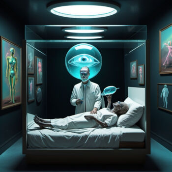 Digitale Kunst getiteld "Chronically ill" door Eduardo Vidal, Origineel Kunstwerk, AI gegenereerde afbeelding