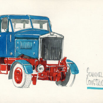 Dessin intitulée "Scammell Constructo…" par Götz Wiedenroth, Œuvre d'art originale, Aquarelle