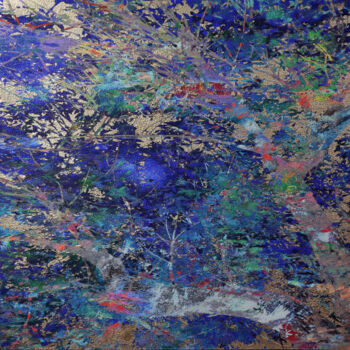 Картина под названием "Illuminated sky" - Karin Vermeer, Подлинное произведение искусства, Масло Установлен на Алюминий