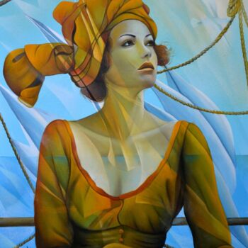 Peinture intitulée "au delà des vagues" par Jeannette Guichard-Bunel, Œuvre d'art originale, Huile Monté sur Châssis en bois