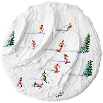 Painting titled "Grelkafest skiers i…" by Kristina Tolmacheva (Levsha), Original Artwork, Plaster
