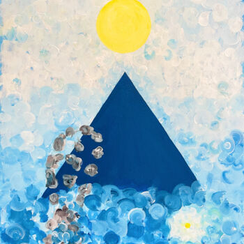 Painting titled "At the Mountain Pea…" by Anna Musa, Original Artwork, Acrylic Mounted on Cardboard