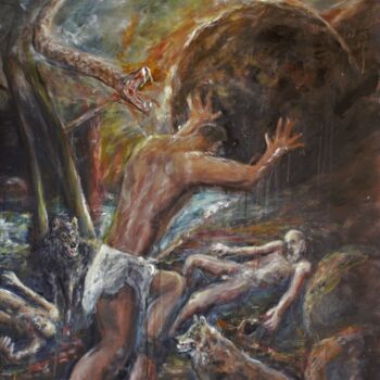 Schilderij getiteld "The Punishment of S…" door Walter Schauer (Walter Carl Schauer), Origineel Kunstwerk, Acryl Gemonteerd…