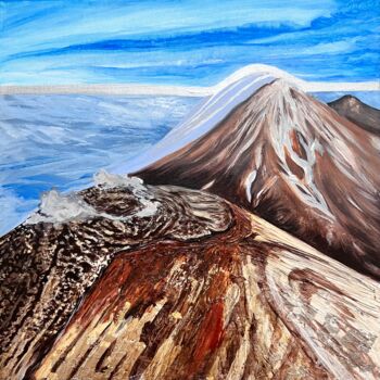 Painting titled "Avacha Sopka (Kamch…" by Ol Ga Serebranskaa, Original Artwork, Acrylic Mounted on Wood Stretcher frame