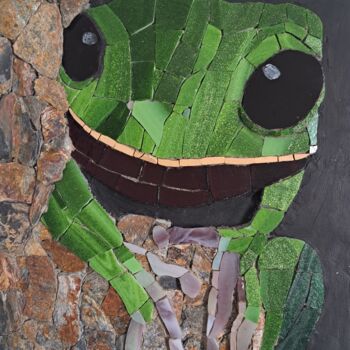 Sculpture intitulée "Petite Joséphine" par Agnès Couret, Œuvre d'art originale, Mosaïque Monté sur Châssis en bois