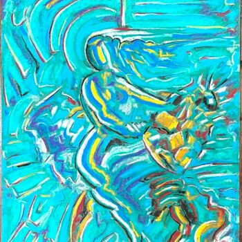 Dessin intitulée "nymphe et faune d'a…" par Philippe Guénot, Œuvre d'art originale, Pastel