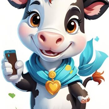 Digital Arts με τίτλο "THE SMILING DAIRY Q…" από Mahesh Tolani, Αυθεντικά έργα τέχνης, Ψηφιακή ζωγραφική