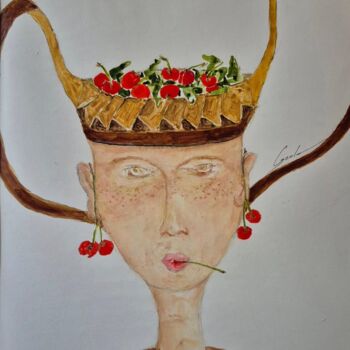 Peinture intitulée "Le temps des cerises" par Cegede, Œuvre d'art originale, Acrylique