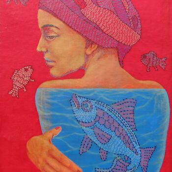 Painting titled "WHISPERS OF THE SEA" by Prasenjit Nath, Original Artwork, Acrylic Mounted on Cardboard