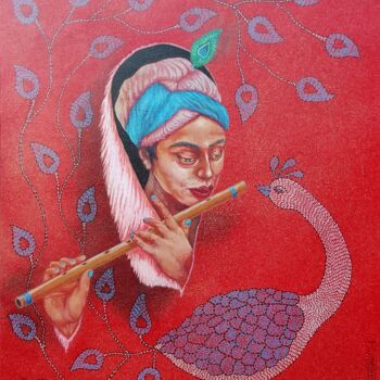 Painting titled "MELODY OF THE PEACO…" by Prasenjit Nath, Original Artwork, Acrylic