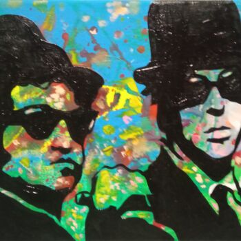 绘画 标题为“The Blues Brothers” 由Roberto Scala, 原创艺术品, 丙烯 安装在木质担架架上