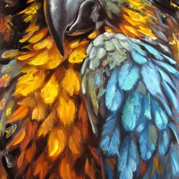 Pintura titulada "Parrot" por Kostiantyn Shyptia, Obra de arte original, Oleo